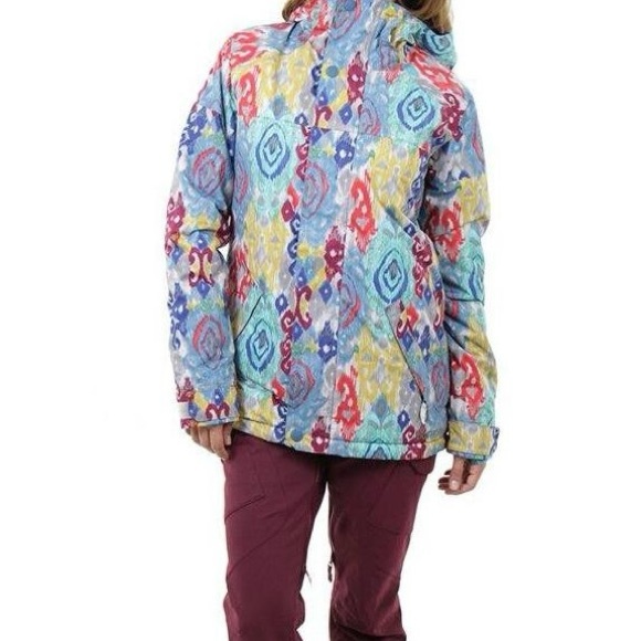 Burton dryride radiant kazbah tye dye ikat multicolor snowboard hooded jacket M - Picture 2 of 10